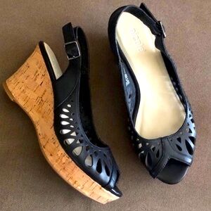 Nicole Black Wedge Sandals size 8 worn once